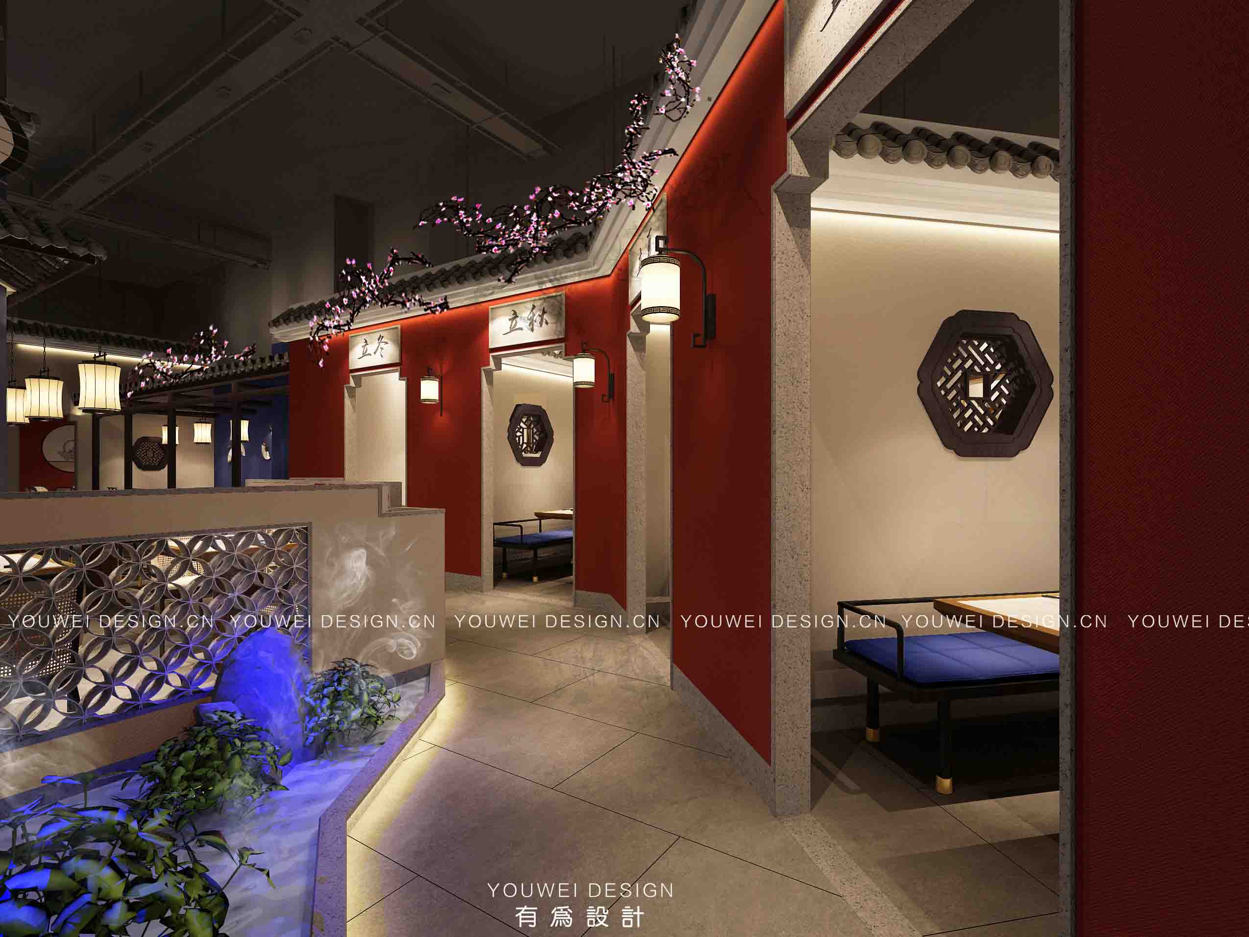 中餐厅设计案例赏析：三亚 · 首盘剁椒鱼头餐厅装修设计效果图 第3张