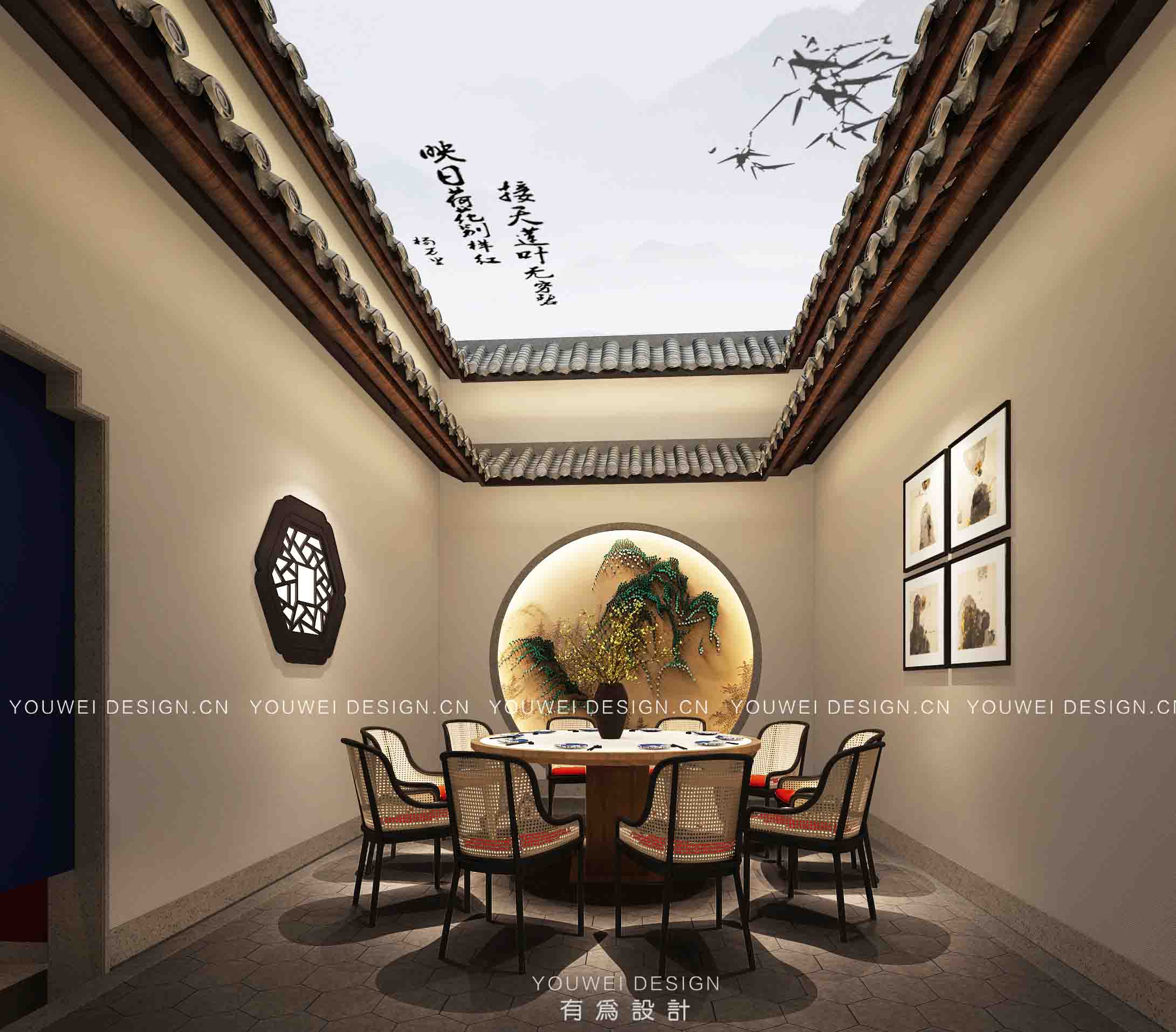 中餐厅设计案例赏析：三亚 · 首盘剁椒鱼头餐厅装修设计效果图 第7张