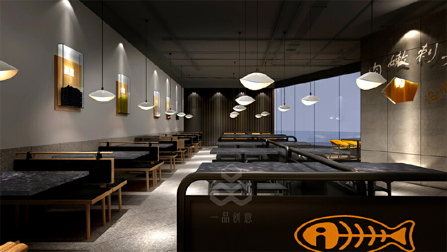 烤肉店设计案例：贵州 · 爱运动烤鱼烤肉店设计案例效果图 第4张
