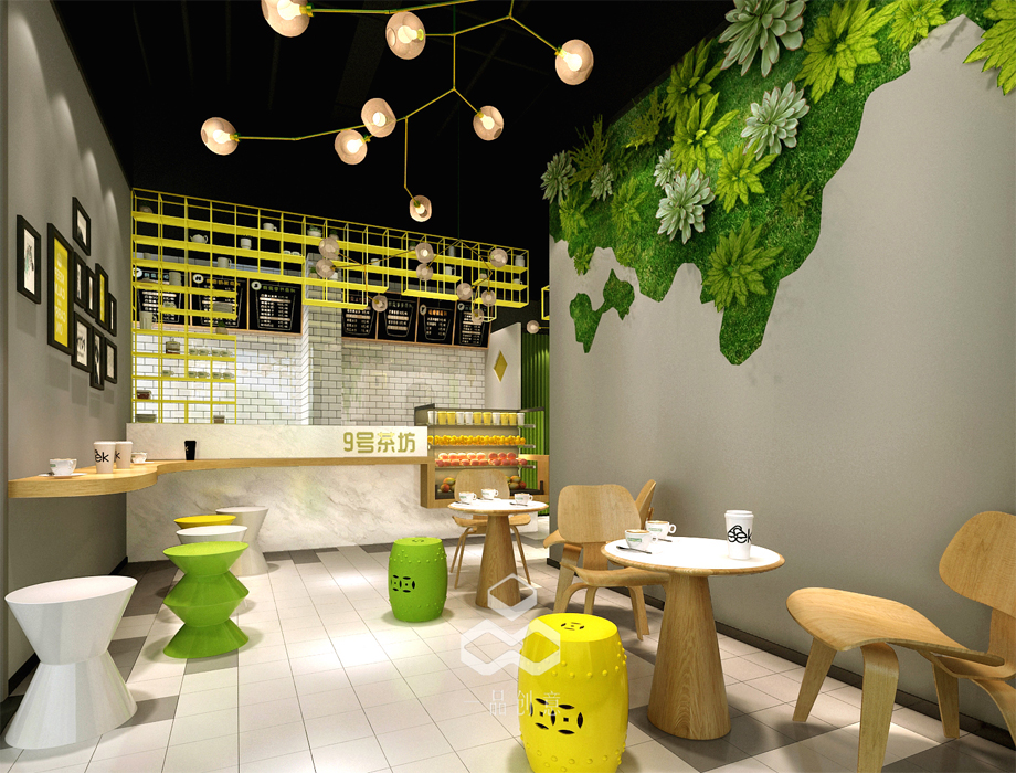 奶茶店设计案例：广州 · 9号茶坊案例效果图 第1张
